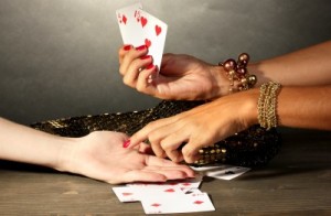 Woman doing palm reading